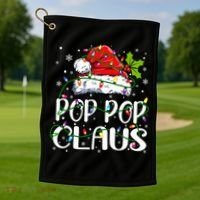 Pop Pop Claus Christmas Lights Pajama Family Matching Golf Towel thumb 1