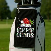 Pop Pop Claus Christmas Lights Pajama Family Matching Golf Towel thumb 2
