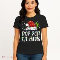 Pop Pop Claus Christmas Lights Pajama Family Matching Women's T-Shirt thumb 4