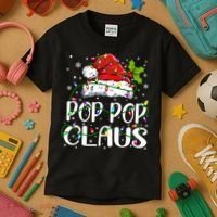 Pop Pop Claus Christmas Lights Pajama Family Matching Kids T-Shirt thumb 3
