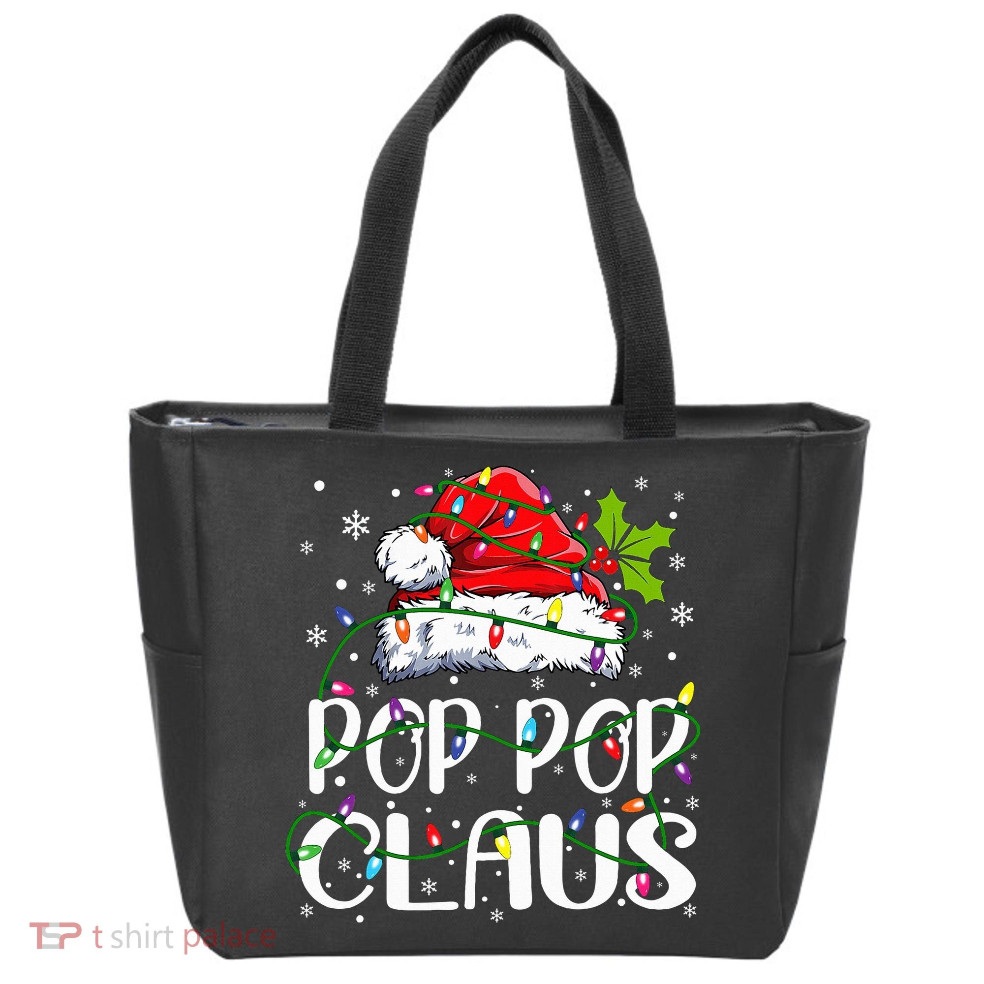 Pop Pop Claus Christmas Lights Pajama Family Matching Tote Bag