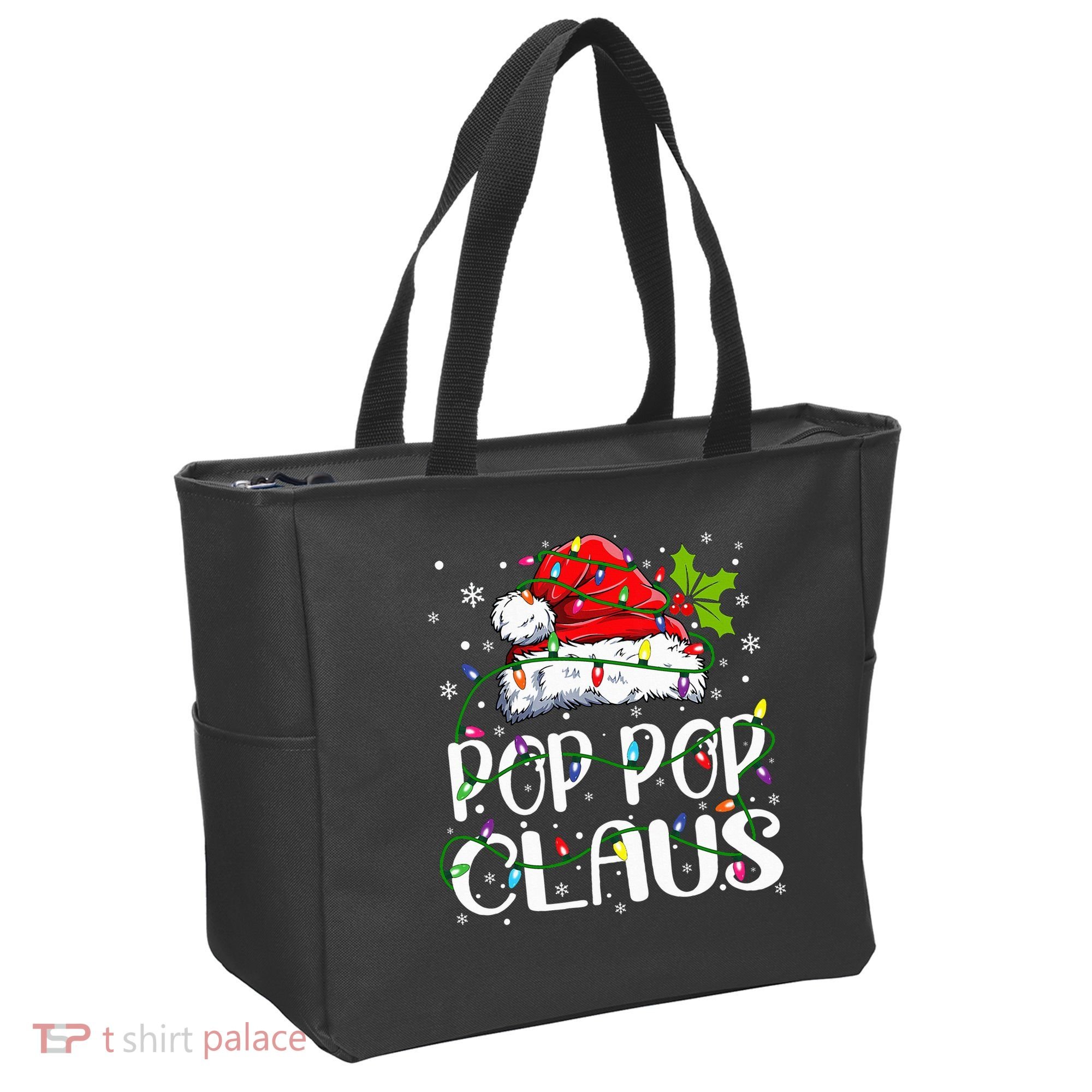 Pop Pop Claus Christmas Lights Pajama Family Matching Tote Bag