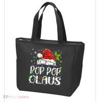 Pop Pop Claus Christmas Lights Pajama Family Matching Tote Bag thumb 3