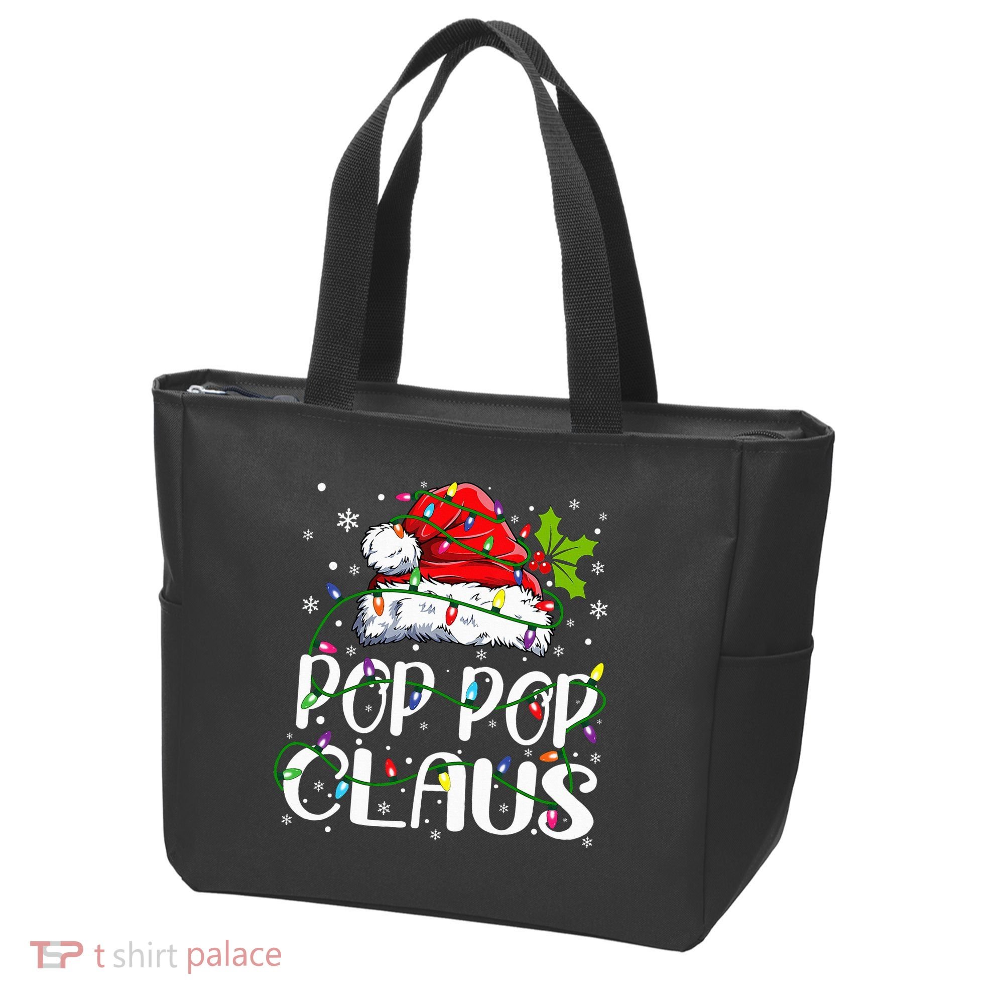 Pop Pop Claus Christmas Lights Pajama Family Matching Tote Bag