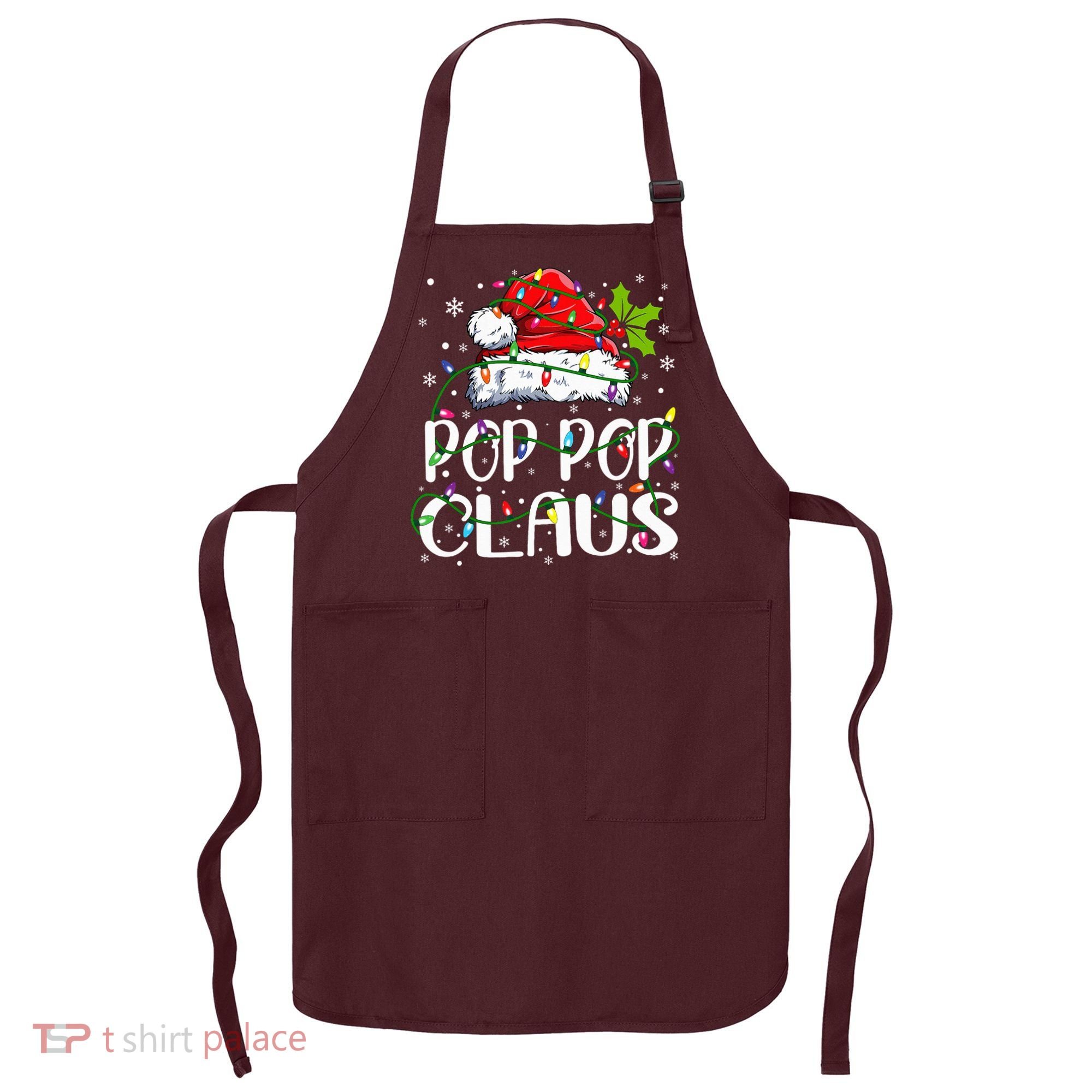 Pop Pop Claus Christmas Lights Pajama Family Matching Apron