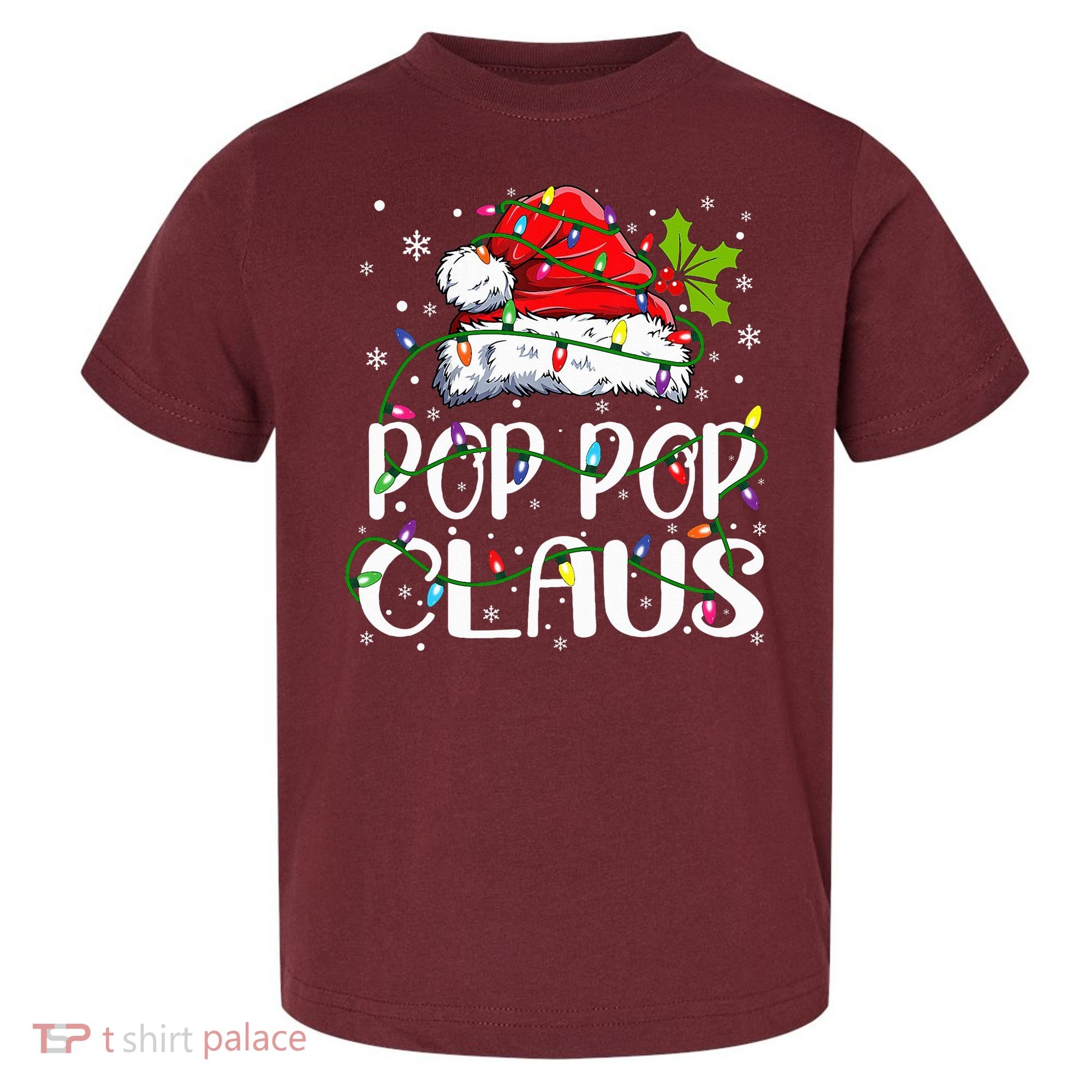 Pop Pop Claus Christmas Lights Pajama Family Matching Toddler T-Shirt