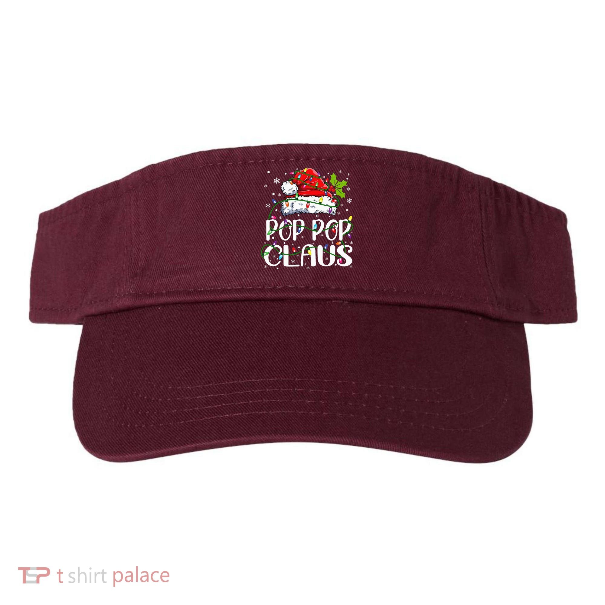 Pop Pop Claus Christmas Lights Pajama Family Matching Visor