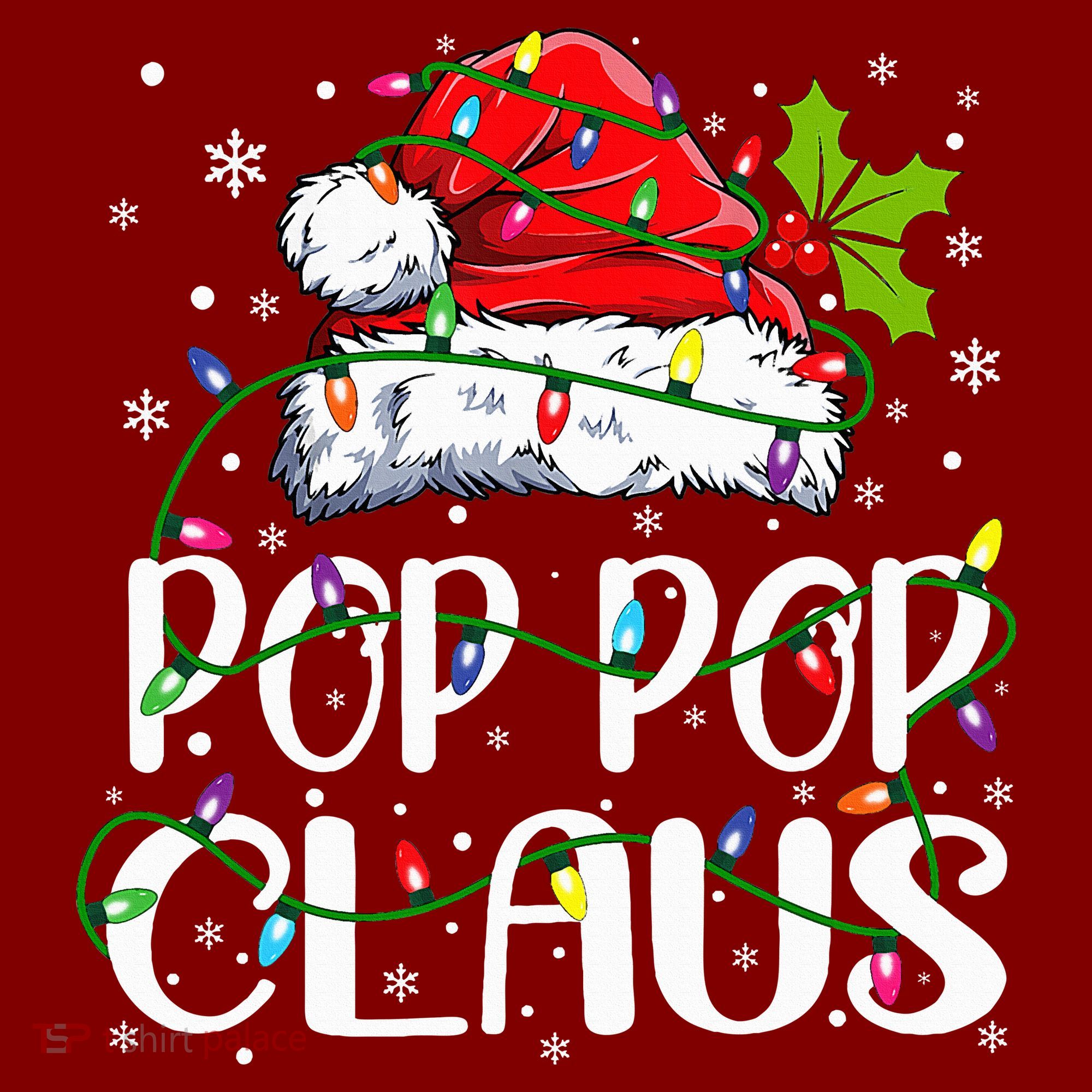 Pop Pop Claus Christmas Lights Pajama Family Matching Kids Sweatshirt