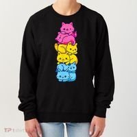 Pansexual Pride Cat LGBT Pan Flag Nonbinary Cute Cats Pile Women's Sweatshirt thumb 0