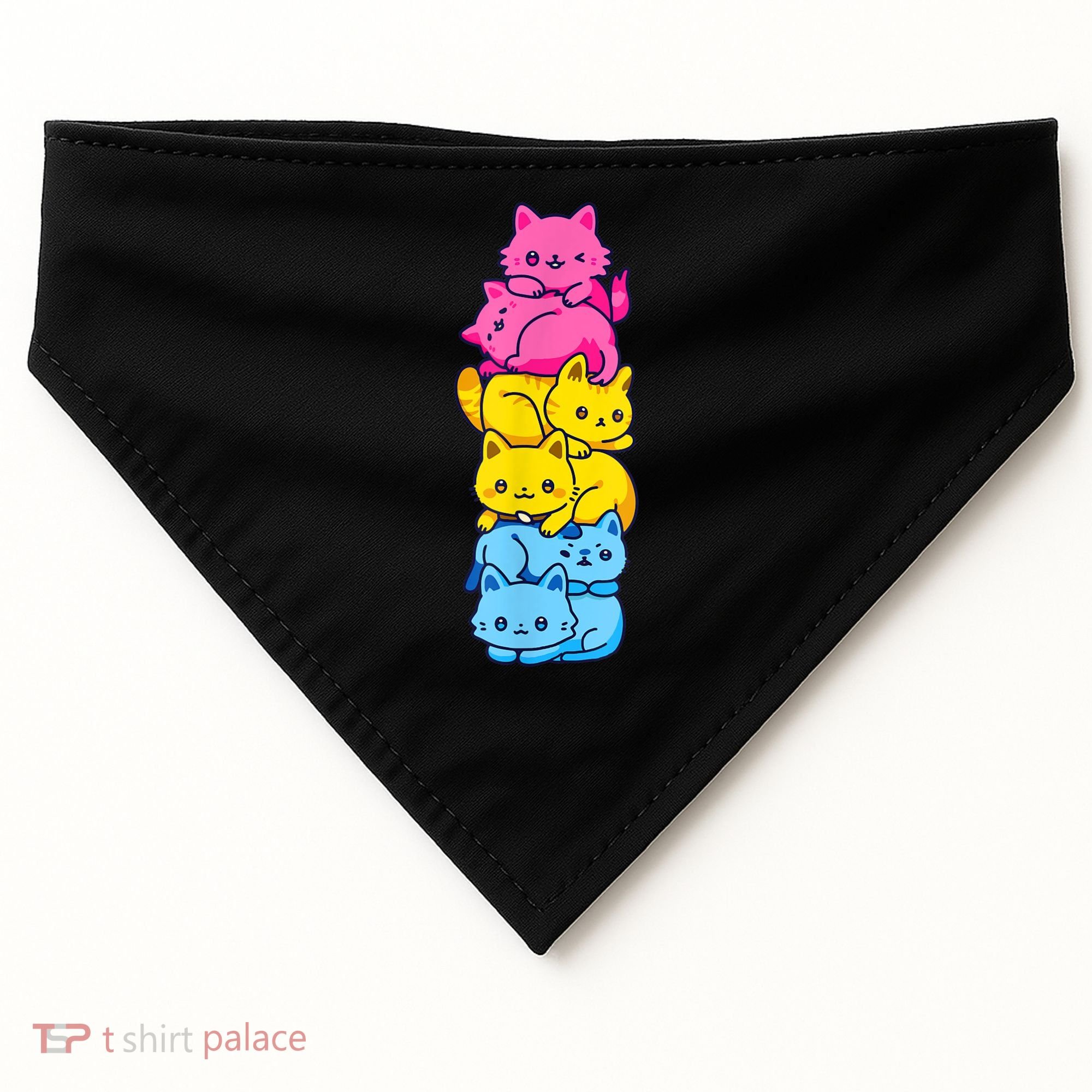 Pansexual Pride Cat LGBT Pan Flag Nonbinary Cute Cats Pile USA-Made Doggie Bandana