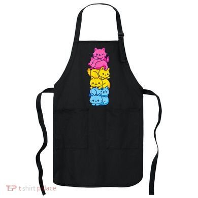 Pansexual Pride Cat LGBT Pan Flag Nonbinary Cute Cats Pile Apron