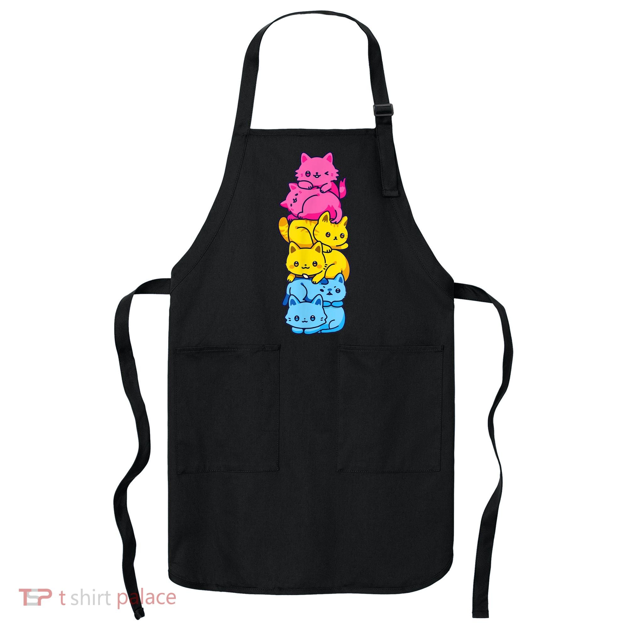 Pansexual Pride Cat LGBT Pan Flag Nonbinary Cute Cats Pile Apron