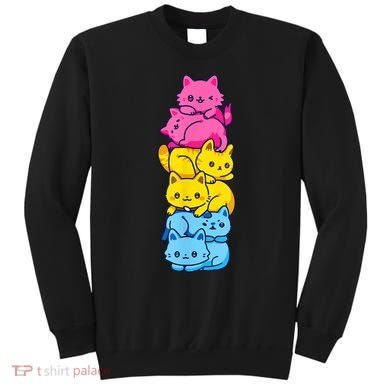 Pansexual Pride Cat LGBT Pan Flag Nonbinary Cute Cats Pile Sweatshirt