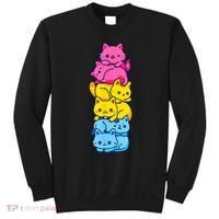 Pansexual Pride Cat LGBT Pan Flag Nonbinary Cute Cats Pile Sweatshirt thumb 0