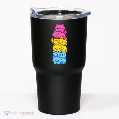 Pansexual Pride Cat LGBT Pan Flag Nonbinary Cute Cats Pile Tumbler