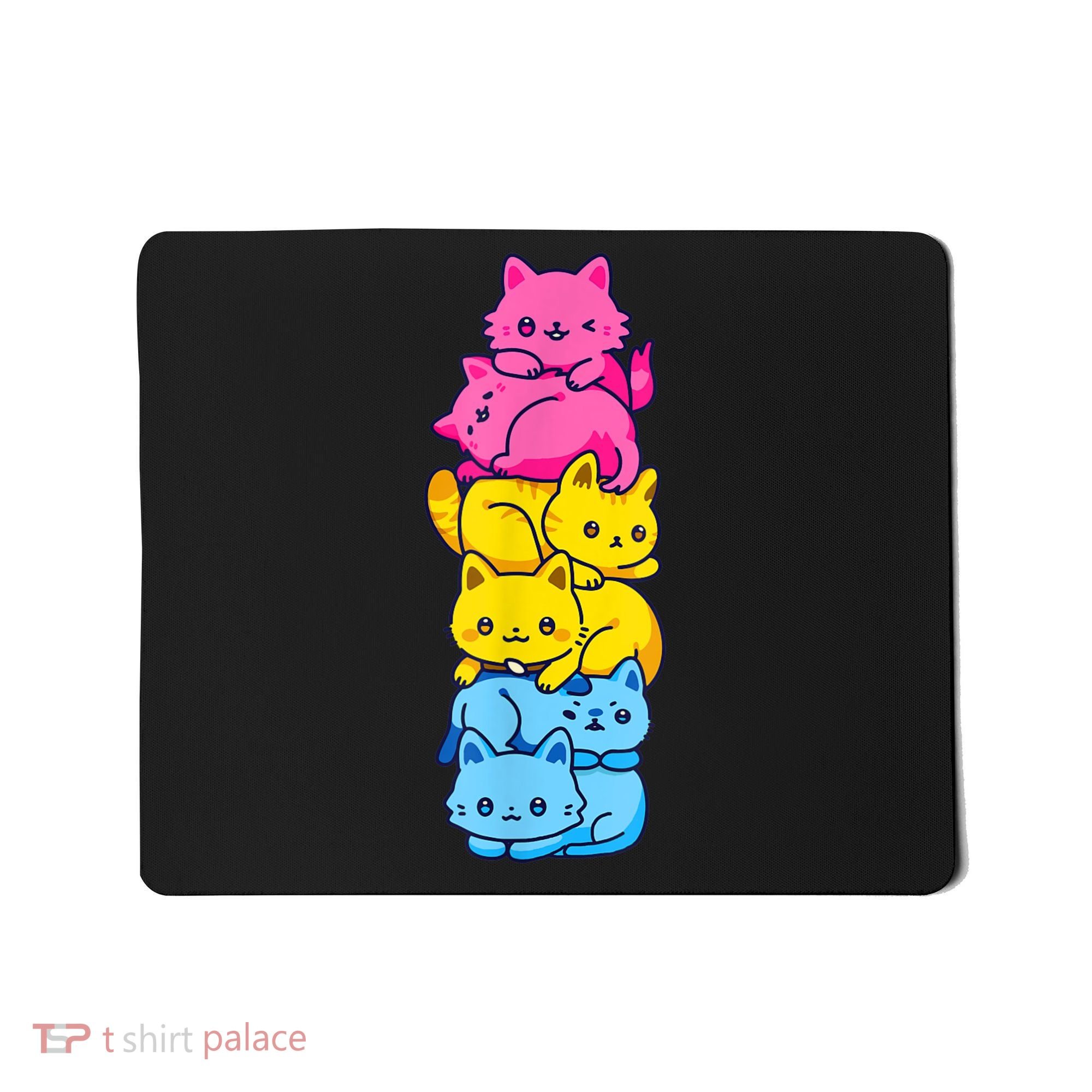 Pansexual Pride Cat LGBT Pan Flag Nonbinary Cute Cats Pile Mousepad