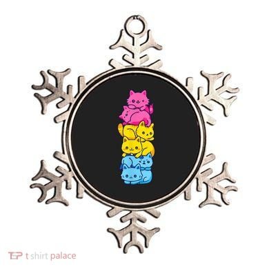 Pansexual Pride Cat LGBT Pan Flag Nonbinary Cute Cats Pile Ornament