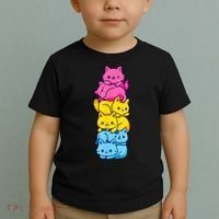Pansexual Pride Cat LGBT Pan Flag Nonbinary Cute Cats Pile Toddler T-Shirt thumb 2