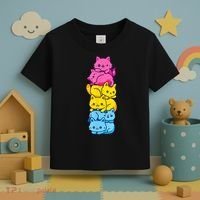 Pansexual Pride Cat LGBT Pan Flag Nonbinary Cute Cats Pile Toddler T-Shirt thumb 3
