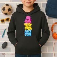 Pansexual Pride Cat LGBT Pan Flag Nonbinary Cute Cats Pile Kids Hoodie thumb 2