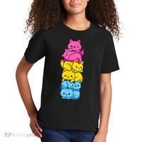 Pansexual Pride Cat LGBT Pan Flag Nonbinary Cute Cats Pile Kids T-Shirt thumb 2