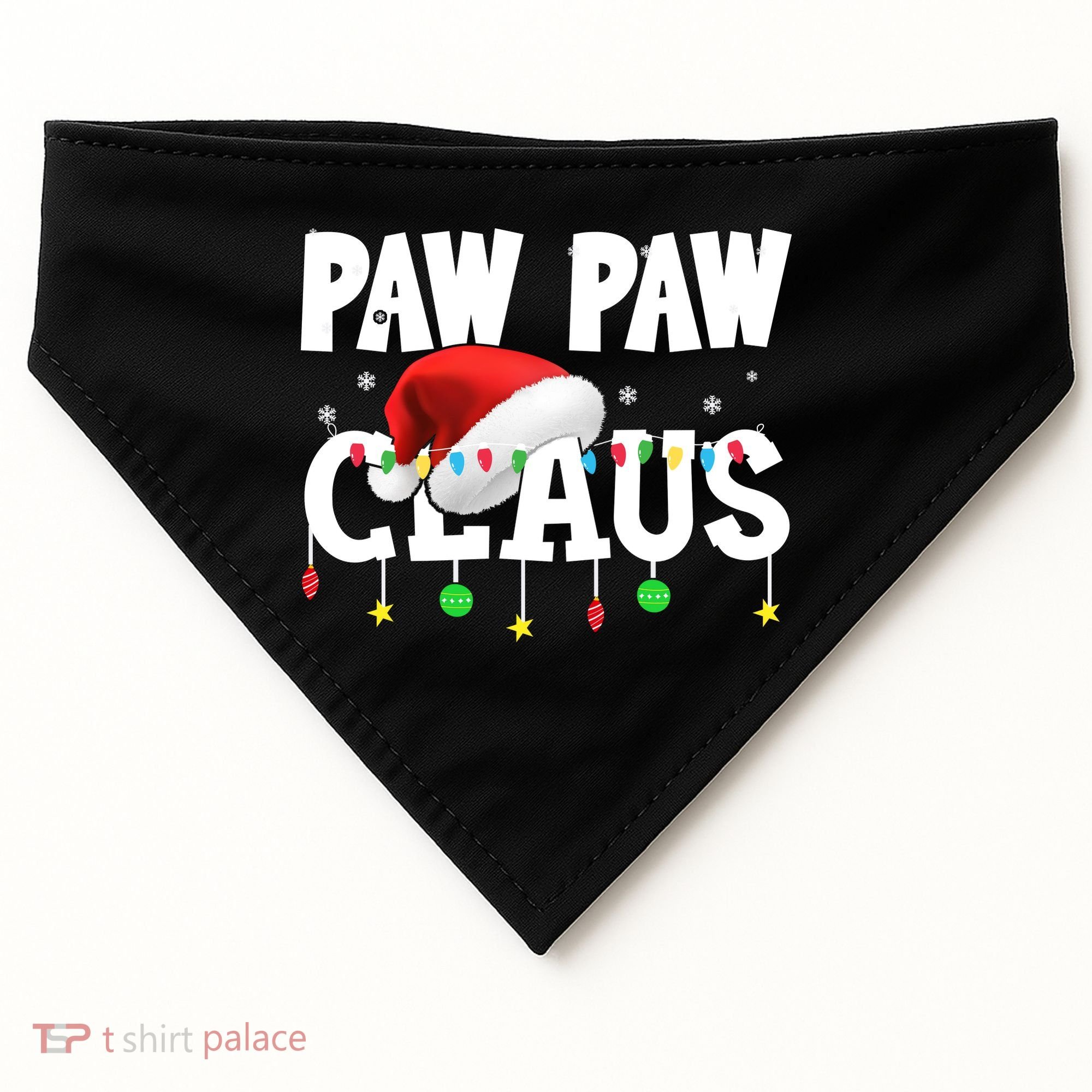 Paw Paw Claus Funny Christmas Lights Santa Hat Costume USA-Made Doggie Bandana