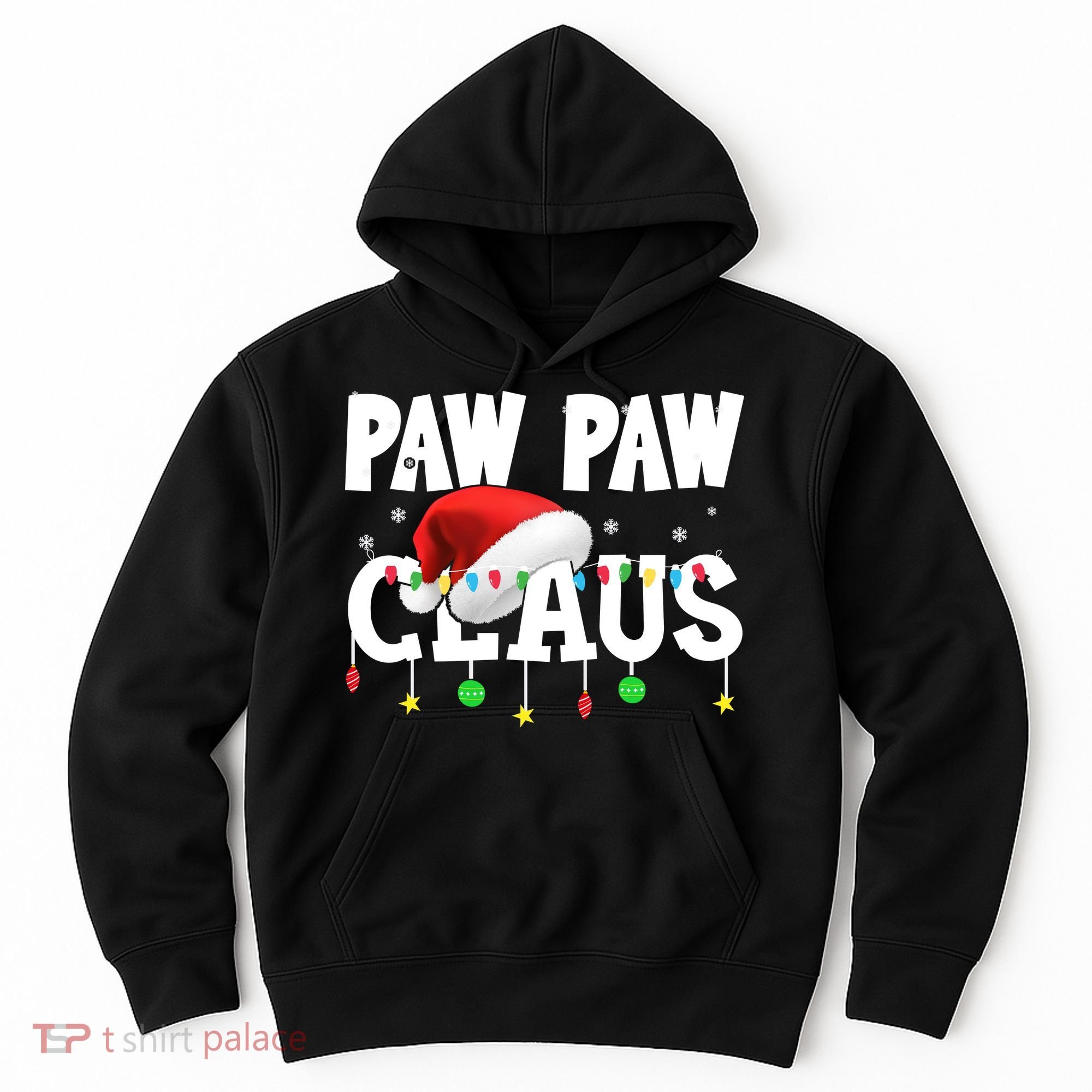 Paw Paw Claus Funny Christmas Lights Santa Hat Costume Hoodie
