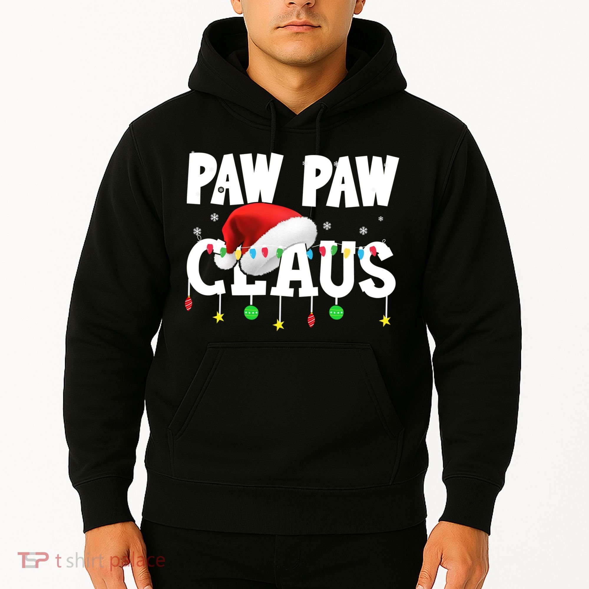 Paw Paw Claus Funny Christmas Lights Santa Hat Costume Hoodie