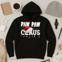 Paw Paw Claus Funny Christmas Lights Santa Hat Costume Hoodie thumb 3