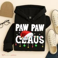 Paw Paw Claus Funny Christmas Lights Santa Hat Costume Hoodie thumb 4