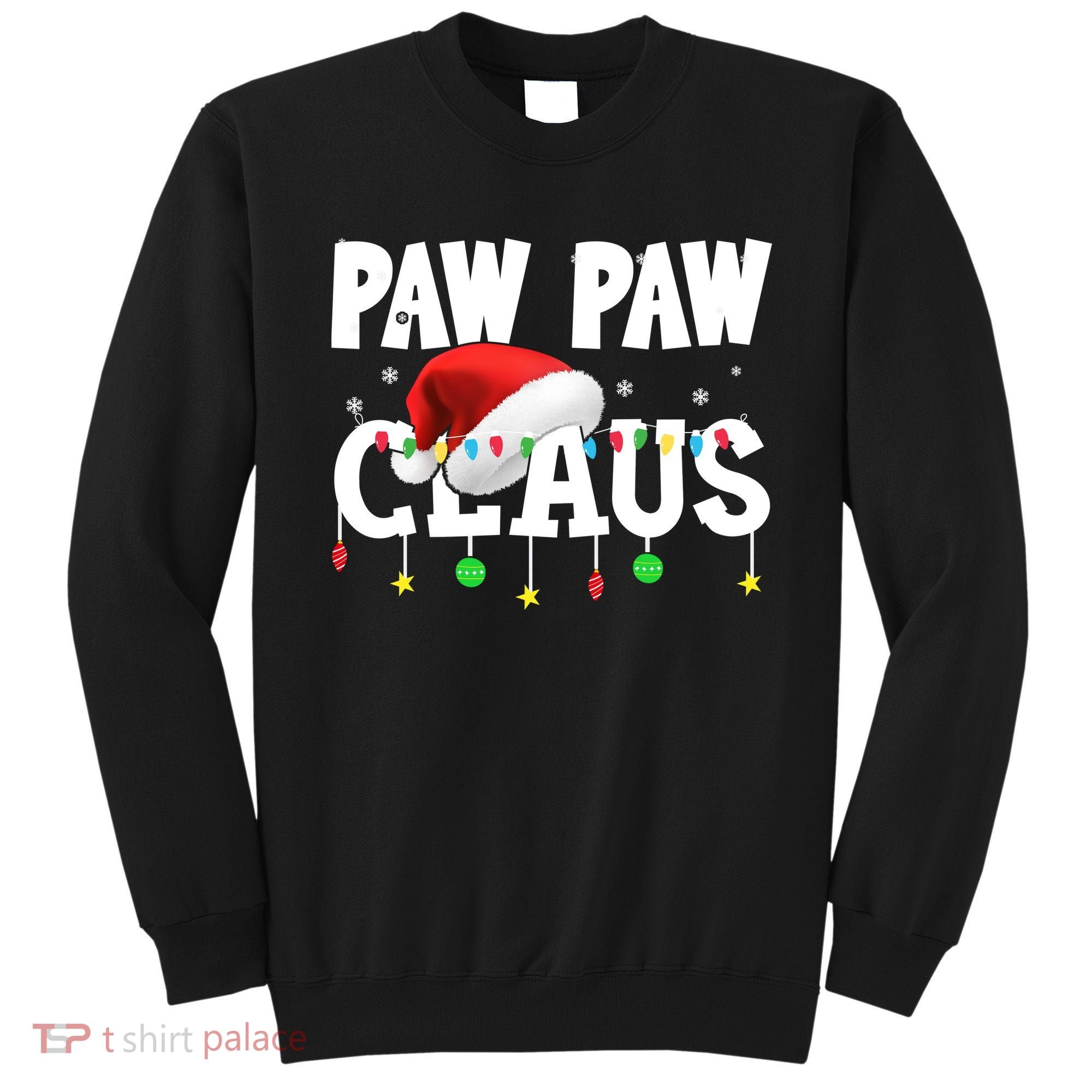 Paw Paw Claus Funny Christmas Lights Santa Hat Costume Sweatshirt
