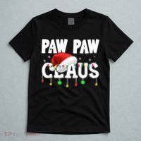 Paw Paw Claus Funny Christmas Lights Santa Hat Costume T-Shirt thumb 5