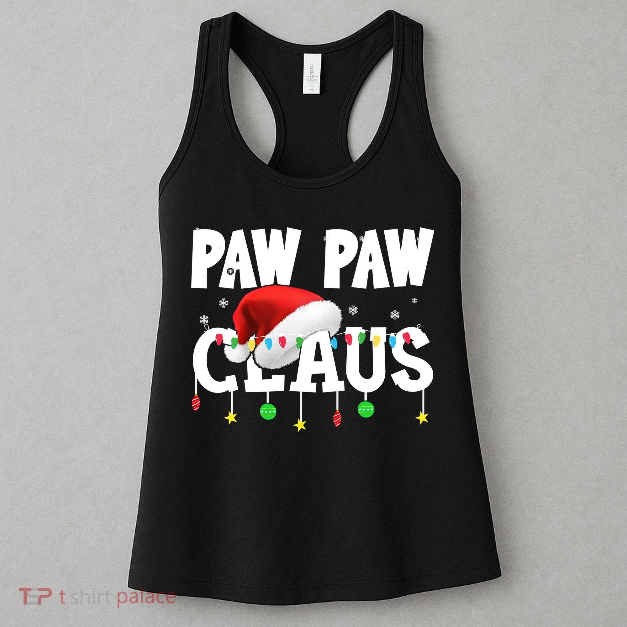 Paw Paw Claus Funny Christmas Lights Santa Hat Costume Women's Tank Top