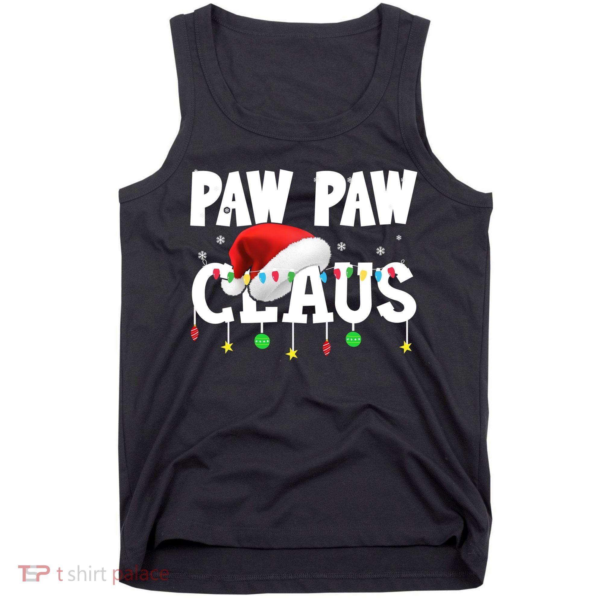 Paw Paw Claus Funny Christmas Lights Santa Hat Costume Tank Top
