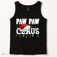 Paw Paw Claus Funny Christmas Lights Santa Hat Costume Tank Top thumb 2