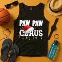 Paw Paw Claus Funny Christmas Lights Santa Hat Costume Tank Top thumb 4