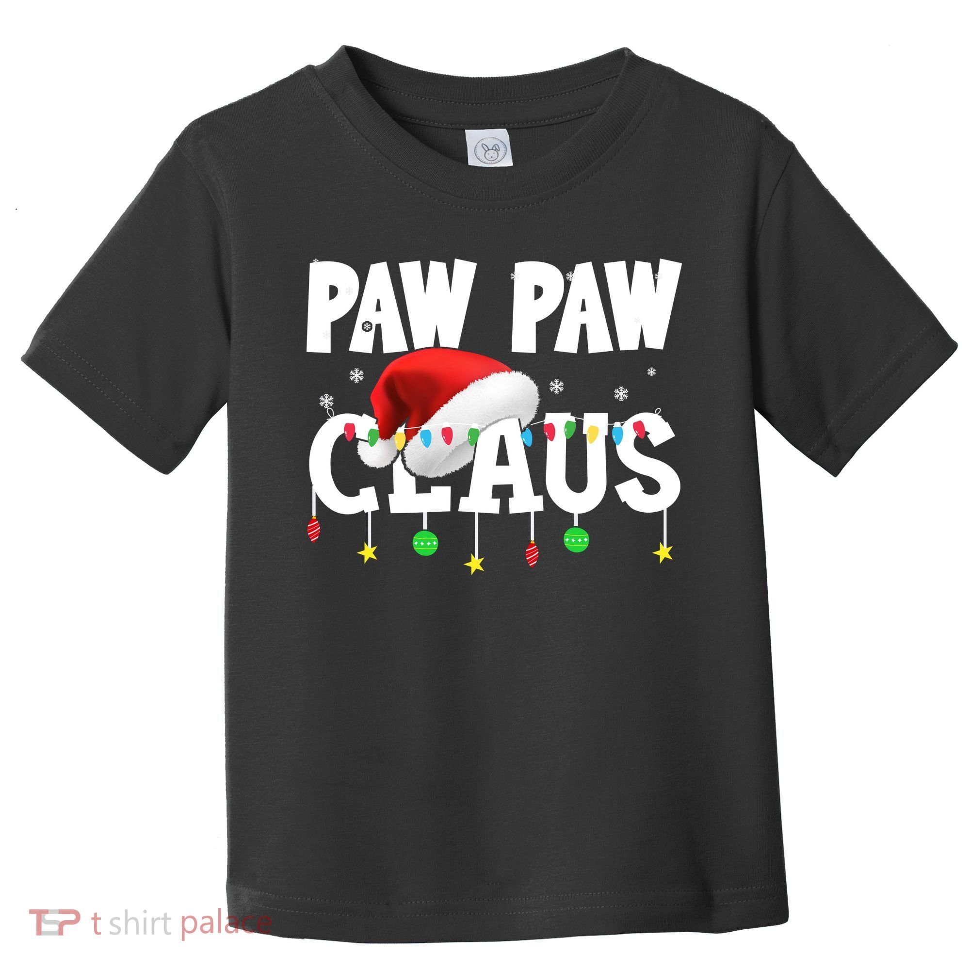 Paw Paw Claus Funny Christmas Lights Santa Hat Costume Toddler T-Shirt