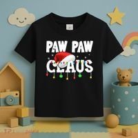 Paw Paw Claus Funny Christmas Lights Santa Hat Costume Toddler T-Shirt thumb 3