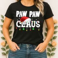 Paw Paw Claus Funny Christmas Lights Santa Hat Costume Women's T-Shirt thumb 2