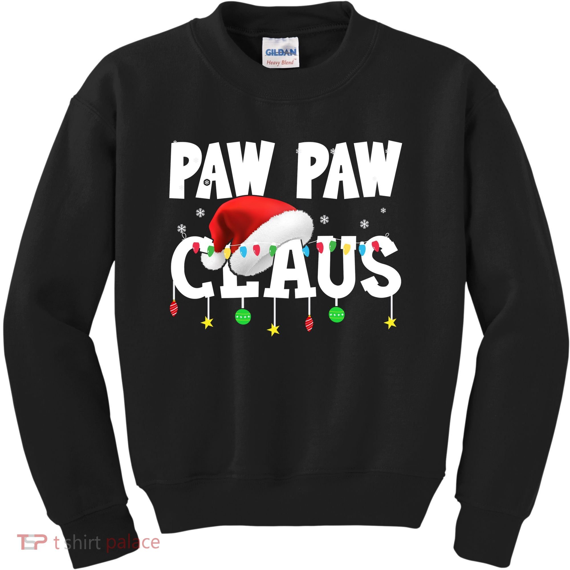 Paw Paw Claus Funny Christmas Lights Santa Hat Costume Kids Sweatshirt