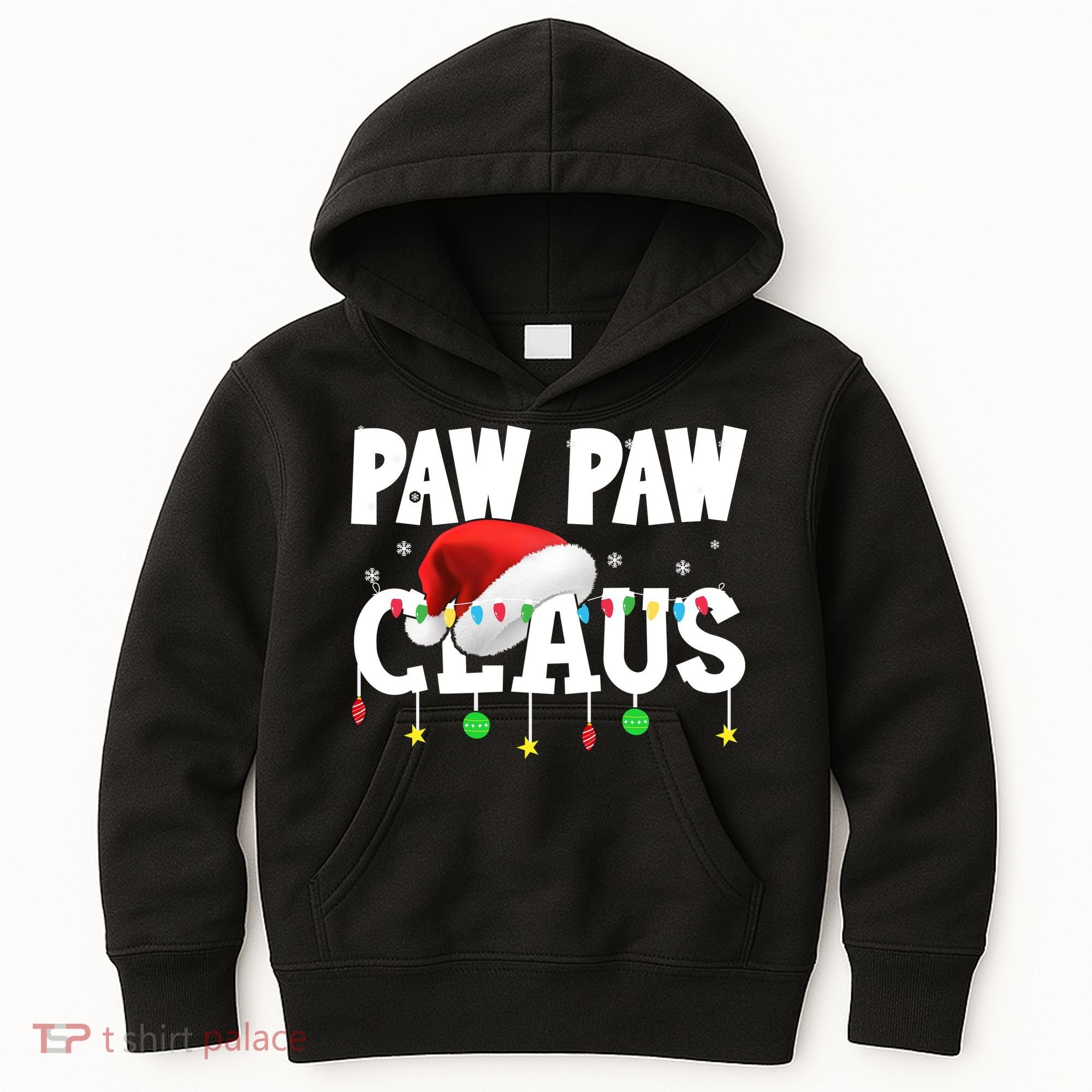 Paw Paw Claus Funny Christmas Lights Santa Hat Costume Kids Hoodie