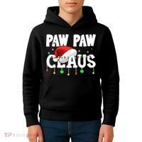 Paw Paw Claus Funny Christmas Lights Santa Hat Costume Kids Hoodie thumb 4