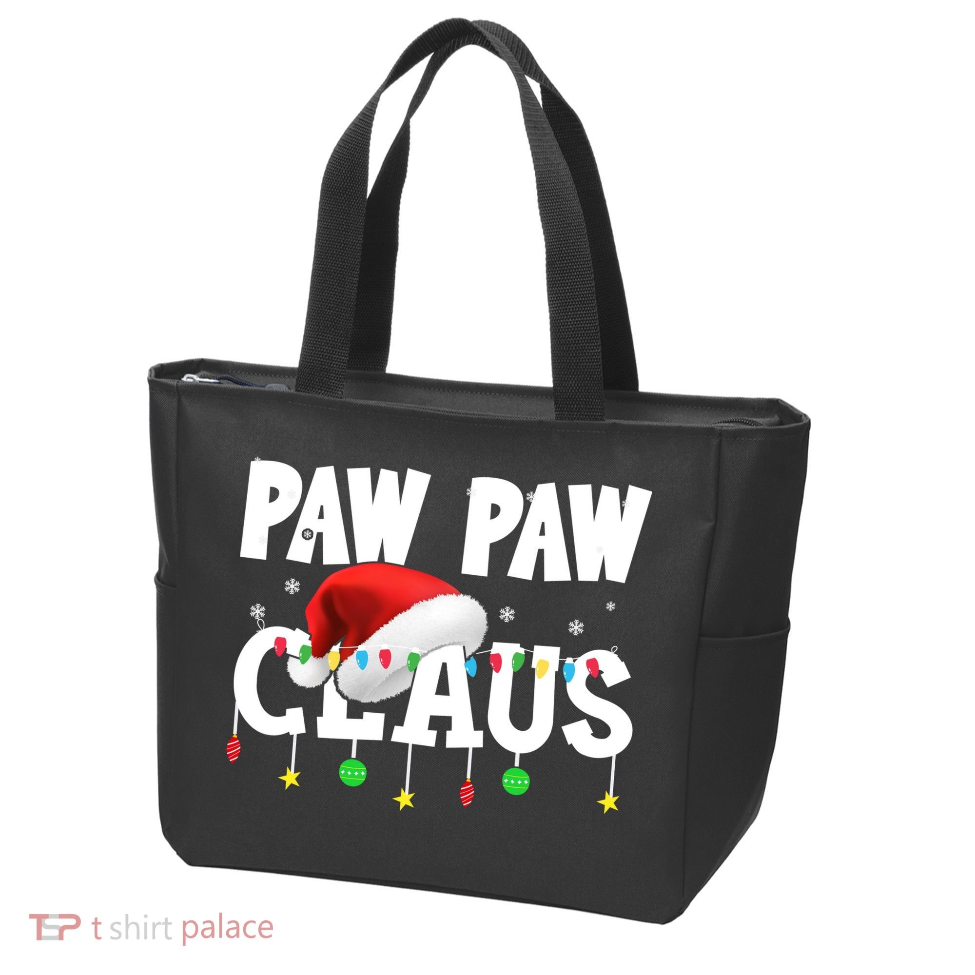 Paw Paw Claus Funny Christmas Lights Santa Hat Costume Tote Bag