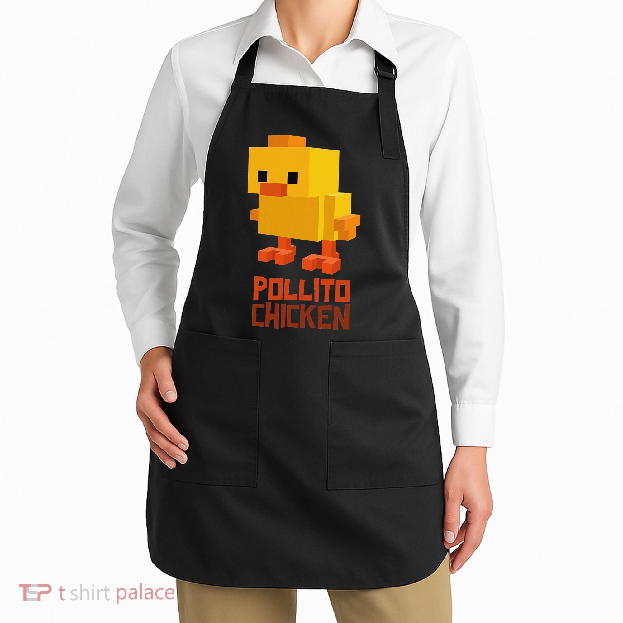 Pixel Pollito Chicken Funny Retro Video Game Style Art Apron