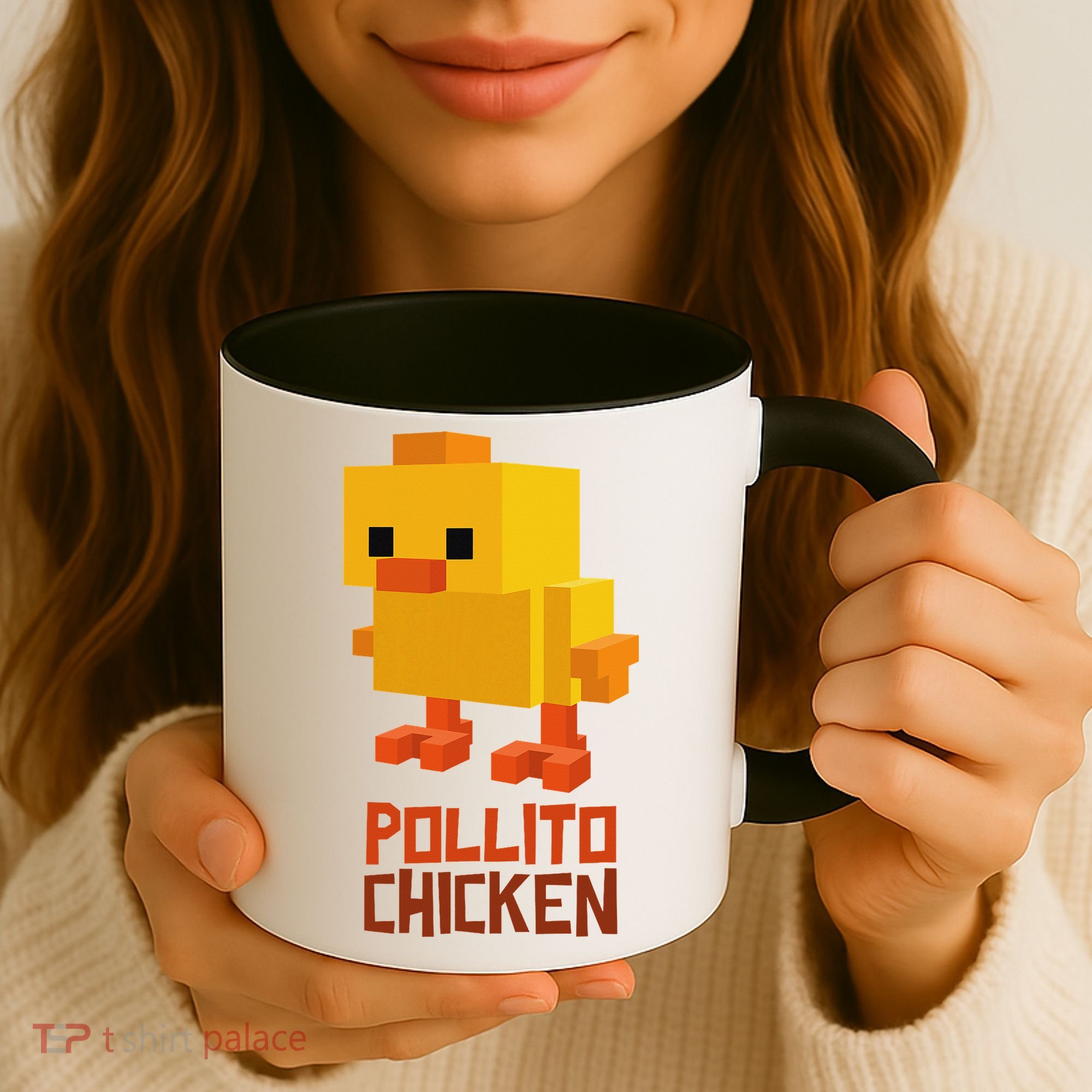 Pixel Pollito Chicken Funny Retro Video Game Style Art Coffee Mug