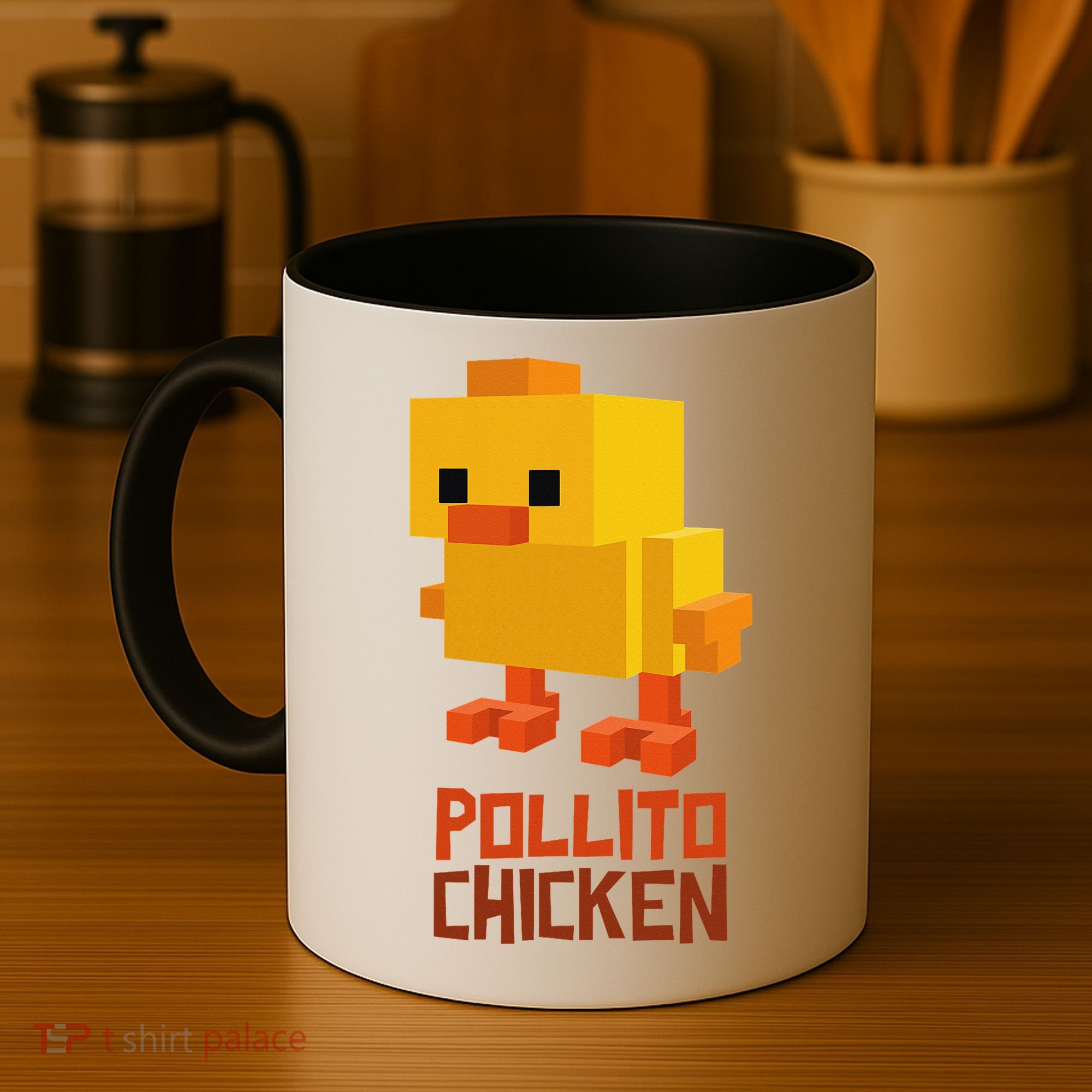 Pixel Pollito Chicken Funny Retro Video Game Style Art Coffee Mug