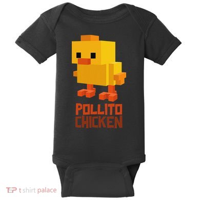 Pixel Pollito Chicken Funny Retro Video Game Style Art Baby Bodysuit