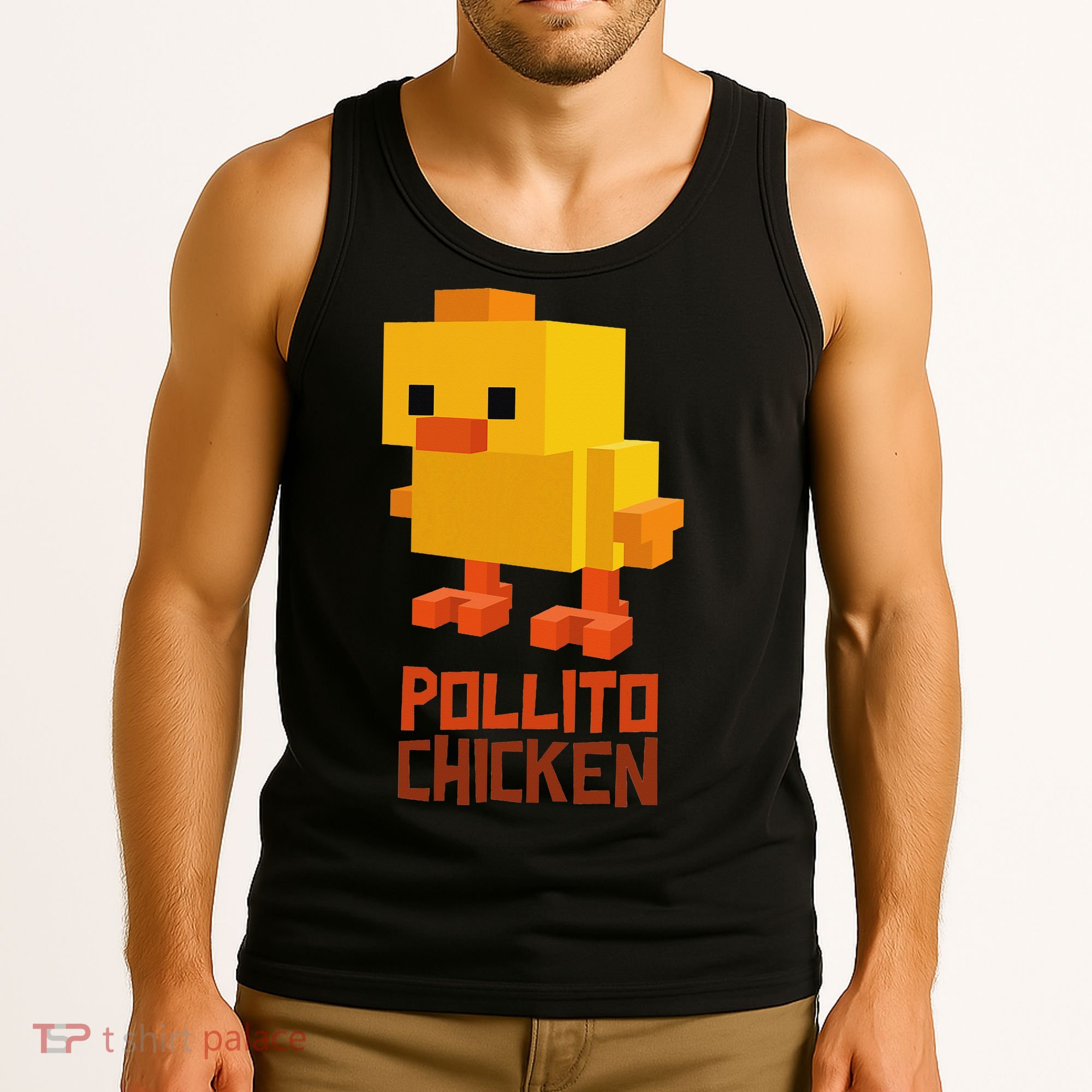 Pixel Pollito Chicken Funny Retro Video Game Style Art Tank Top