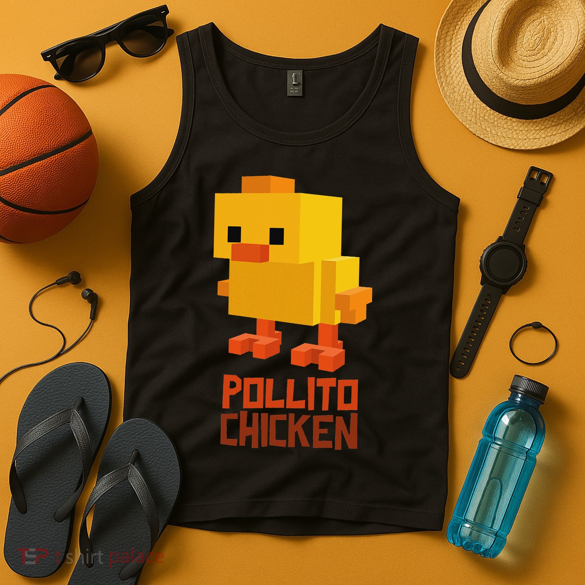 Pixel Pollito Chicken Funny Retro Video Game Style Art Tank Top