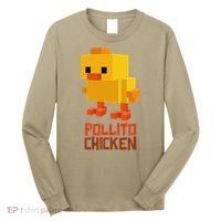 Pixel Pollito Chicken Funny Retro Video Game Style Art Long Sleeve Shirt thumb 0